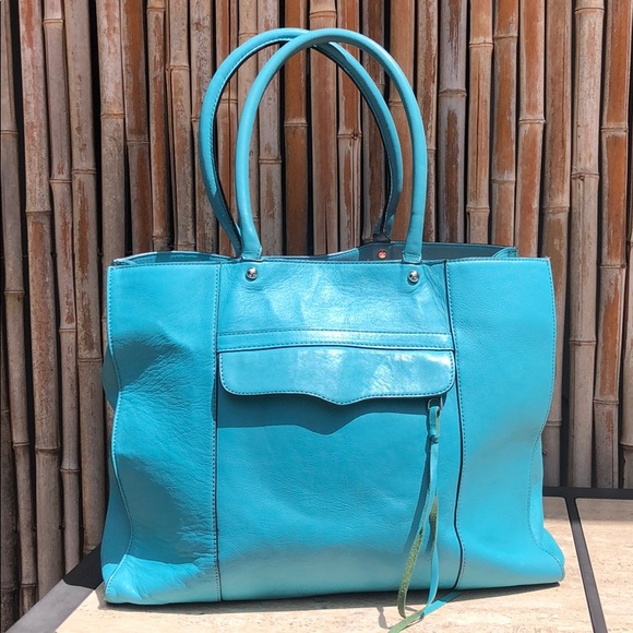 Rebecca Minkoff Handbags - REBECCA MINKOFF Aqua Blue Large Leather Tote